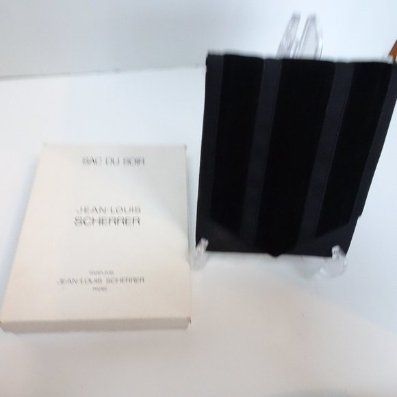 JEAN LOUIS SCHERRER Velvet Satin Stripe Art Deco Evening Bag +Box Vintage - Picture 4 of 15